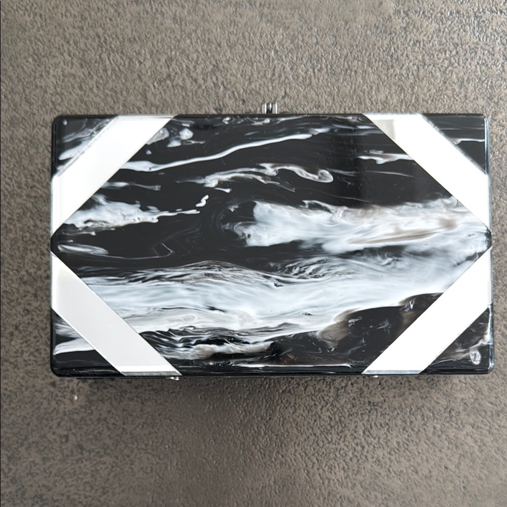Edie Parker Marbled Black & White Clutch Purse